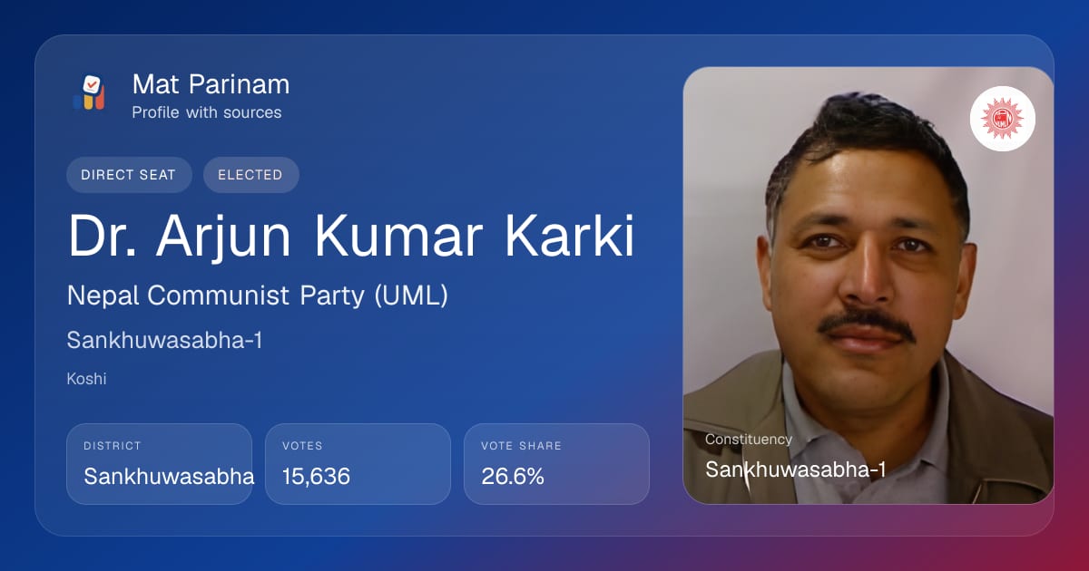 Dr. Arjun Kumar Karki | Nepal MP Profile, Sankhuwasabha-1 | Mat Parinam