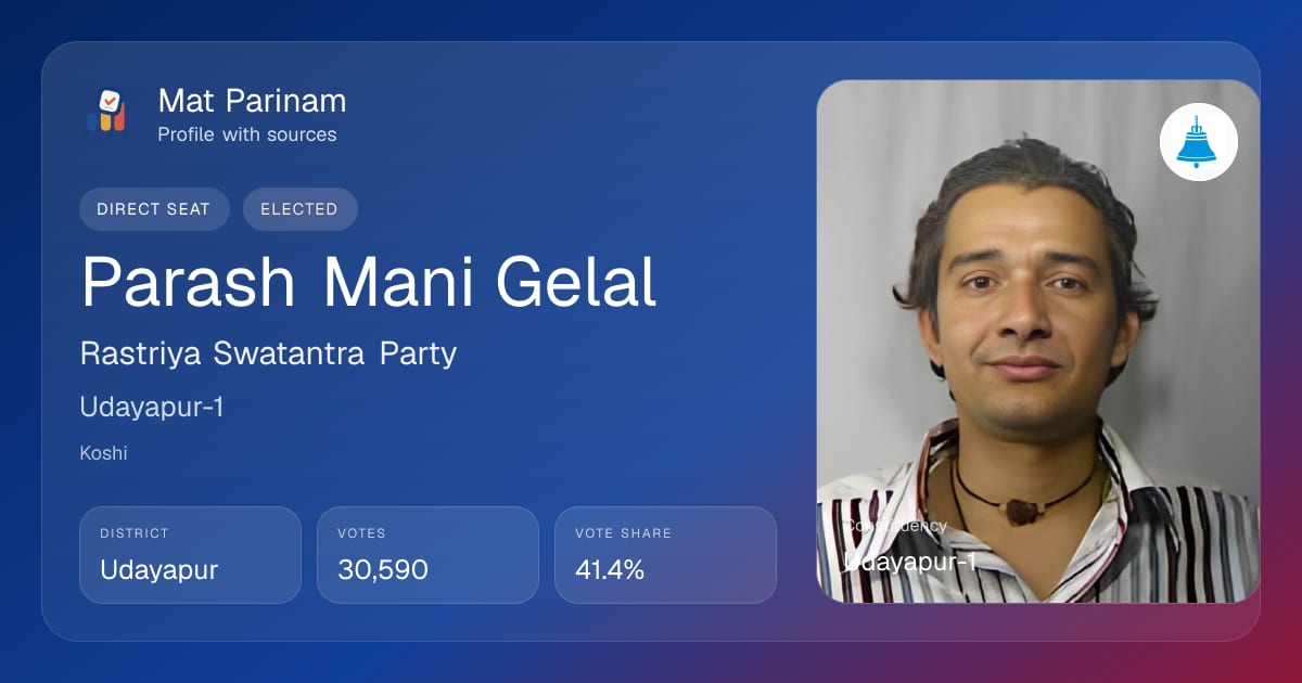 Parash Mani Gelal | Nepal MP Profile, Udayapur-1 | Mat Parinam