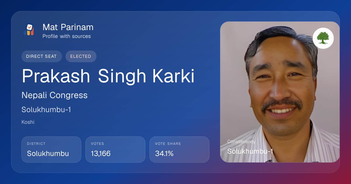 Prakash Singh Karki | Nepal MP Profile, Solukhumbu-1 | Mat Parinam