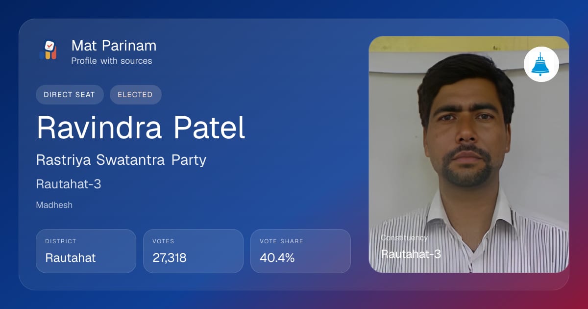 Ravindra Patel | Nepal MP Profile, Rautahat-3 | Mat Parinam
